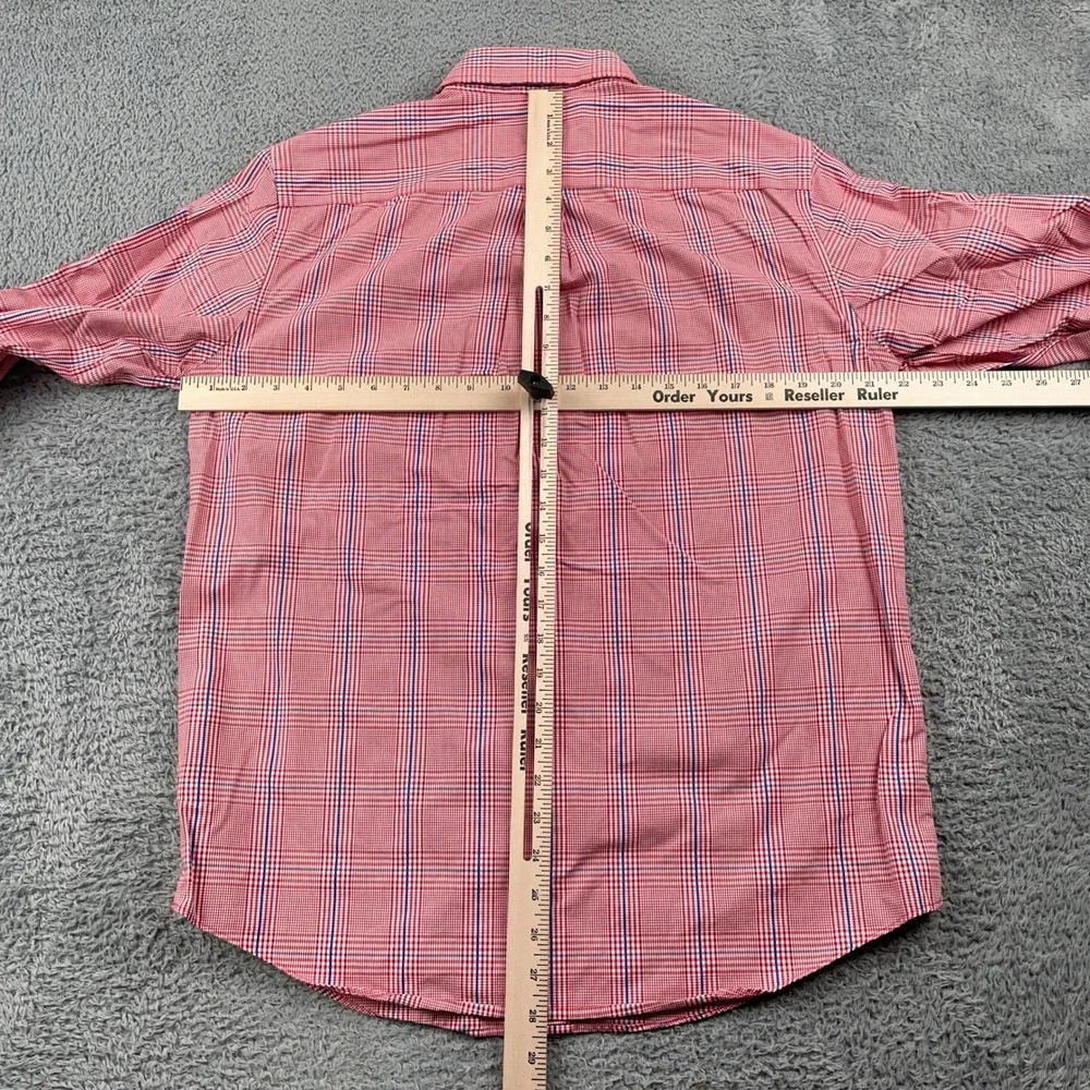 Banana Republic Shirt Mens Medium Red Non Iron Classic Fit Plaid Button Up Dress